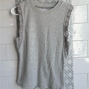 Dear John Heather gray tank with Ruffle Trim